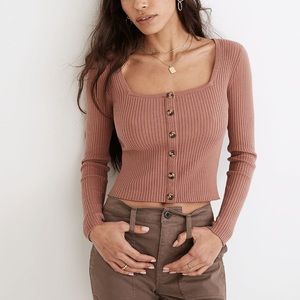 Madewell Rosseau Square-Neck Crop Cardigan Top size small